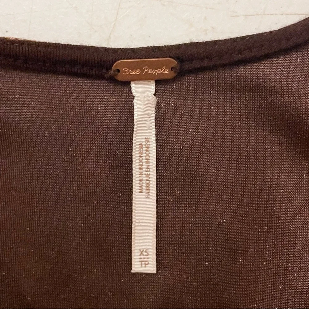 Free People Hold Me Velvet Long Puff Sleeve Top‎ in Brown